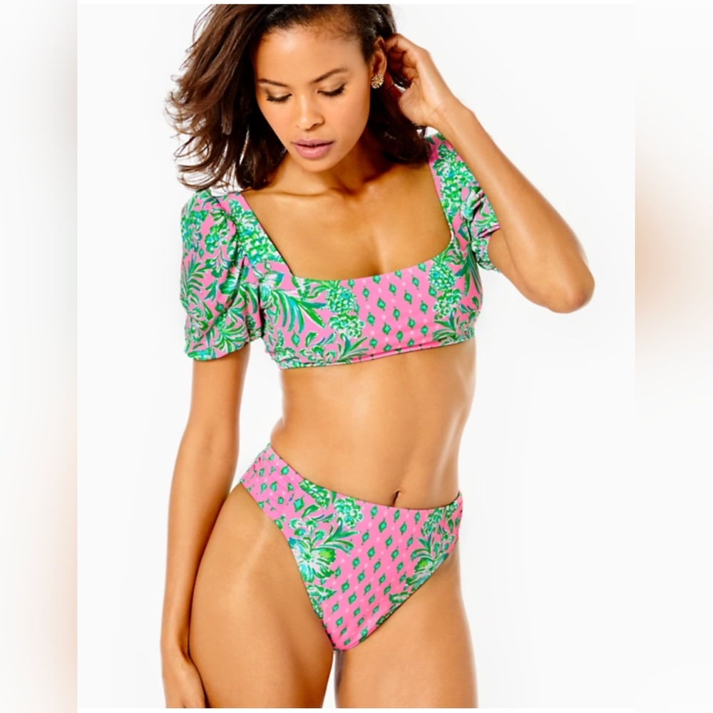 Lilly Pulitzer Ressina Bikini Top in Pink Shandy Oh Diamond Girl New Size 10